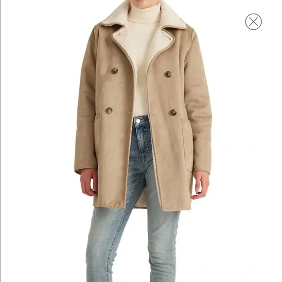 Nwot reversible double breasted faux shearling